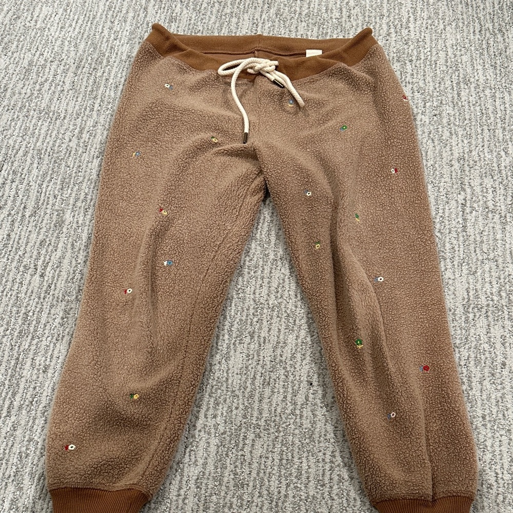 THE GREAT. Brown Embroidered Track Pants